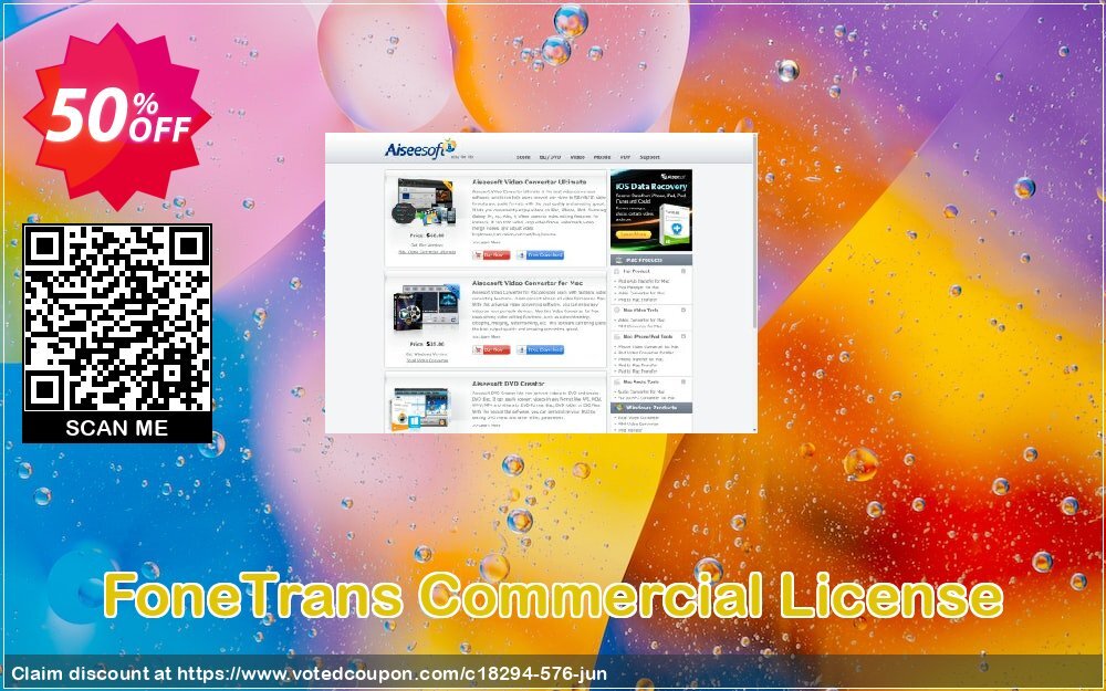FoneTrans Commercial Plan Coupon, discount 40% Aiseesoft. Promotion: 40% Aiseesoft Coupon code