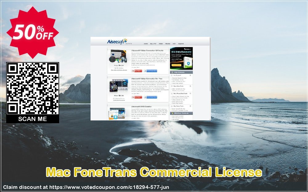 MAC FoneTrans Commercial Plan Coupon, discount 40% Aiseesoft. Promotion: 40% Aiseesoft Coupon code