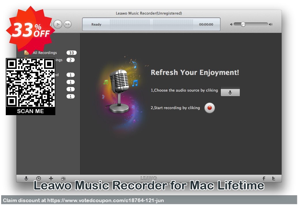 Leawo Music Recorder for MAC Lifetime Coupon, discount Leawo coupon (18764). Promotion: Leawo discount