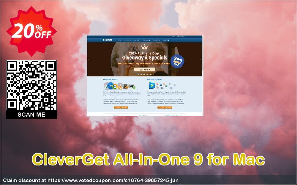 CleverGet All-In-One 9 for MAC Coupon, discount CleverGet All-In-One 9 for Mac Exclusive discounts code 2024. Promotion: Exclusive discounts code of CleverGet All-In-One 9 for Mac 2024