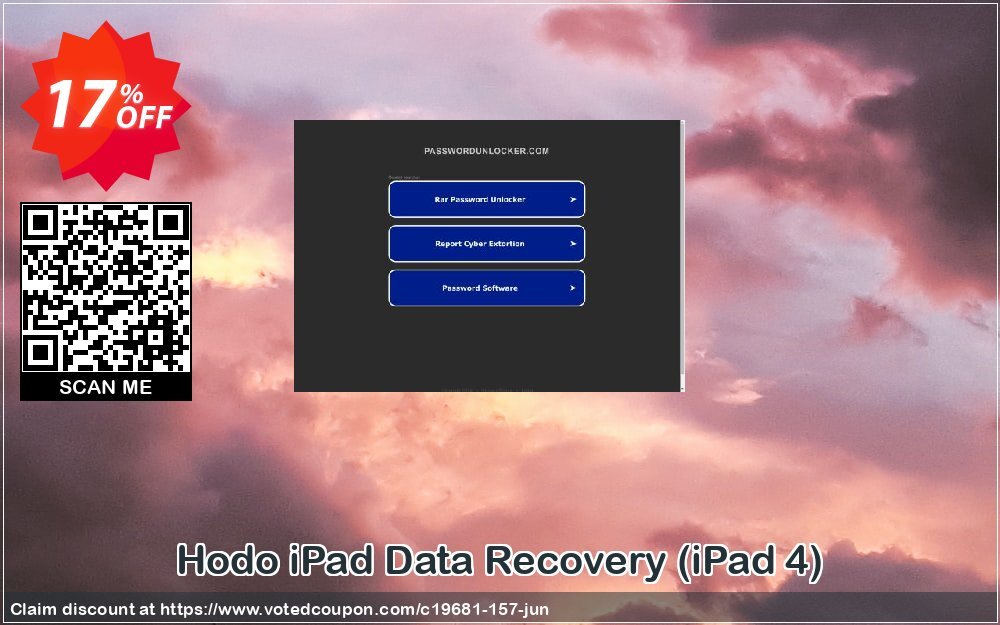 Hodo iPad Data Recovery, iPad 4  Coupon, discount Password Unlocker Studio coupons (19681). Promotion: Password Unlocker coupon codes (19681)