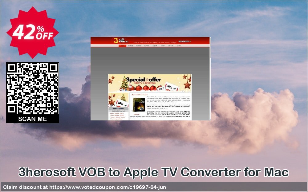 3herosoft VOB to Apple TV Converter for MAC Coupon, discount 3herosoft Software Studio (19697). Promotion: 