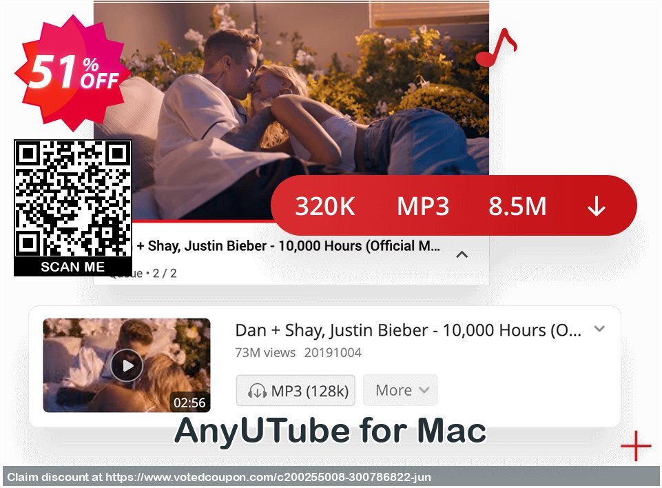 AnyUTube for MAC Coupon, discount Coupon code AnyUTube Mac Annually. Promotion: AnyUTube Mac Annually offer from Amoyshare