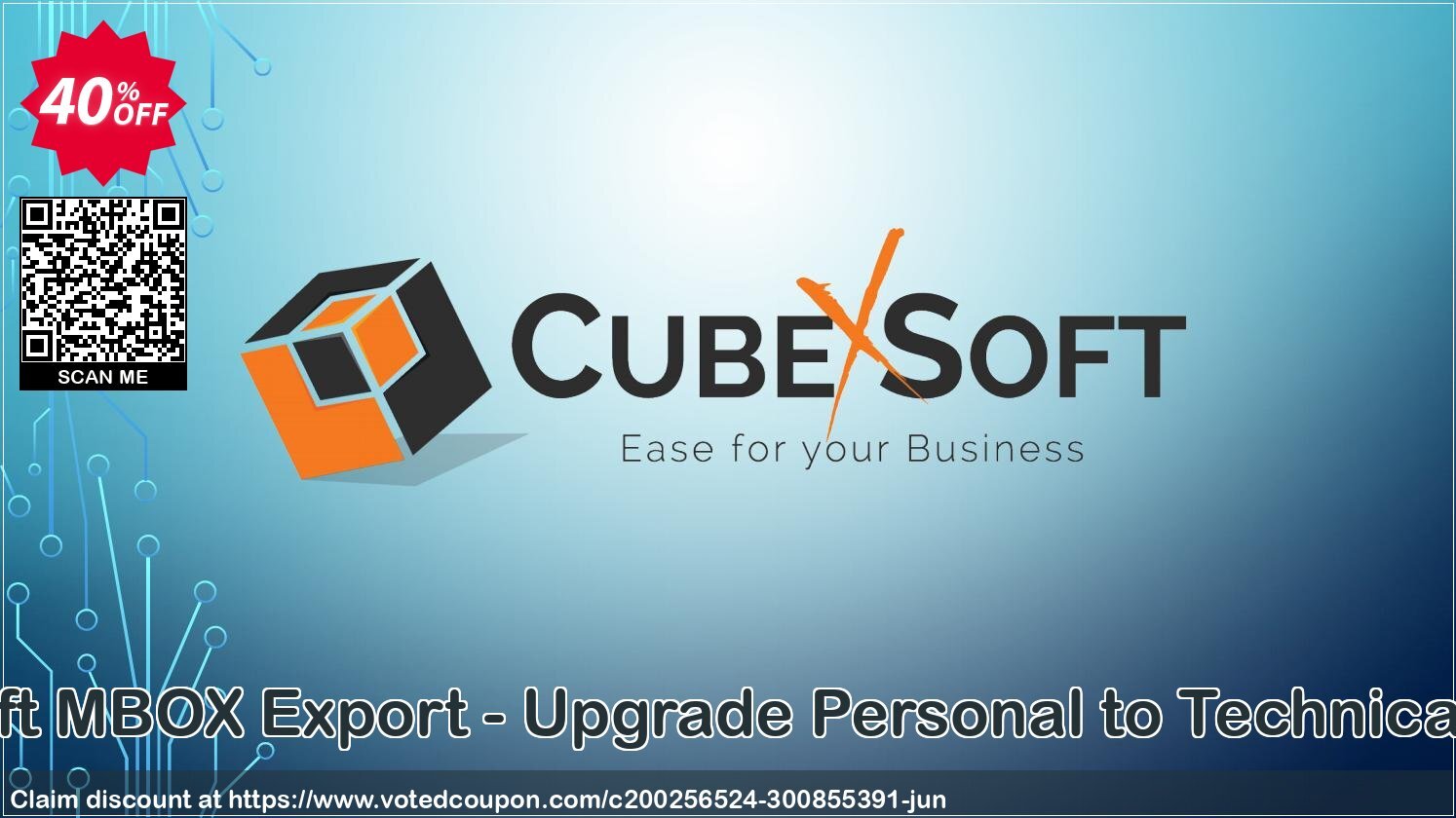 CubexSoft MBOX Export - Upgrade Personal to Technical Plan Coupon, discount Coupon code CubexSoft MBOX Export - Upgrade Personal to Technical License. Promotion: CubexSoft MBOX Export - Upgrade Personal to Technical License offer from CubexSoft Tools Pvt. Ltd.