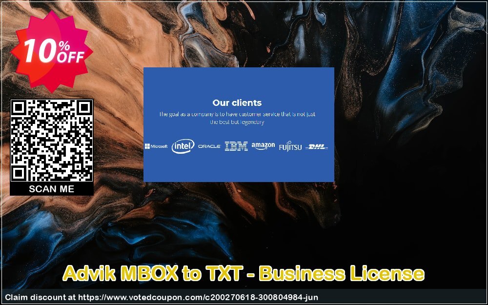 Advik MBOX to TXT - Business Plan Coupon, discount Coupon code Advik MBOX to TXT - Business License. Promotion: Advik MBOX to TXT - Business License Exclusive offer 
