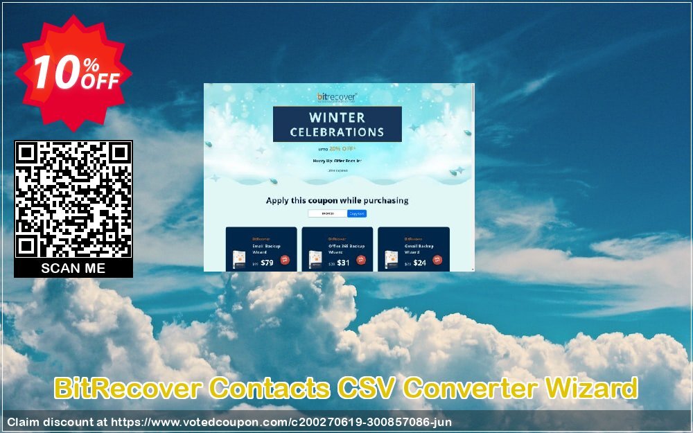 BitRecover Contacts CSV Converter Wizard Coupon, discount Coupon code Contacts CSV Converter Wizard - Personal License. Promotion: Contacts CSV Converter Wizard - Personal License Exclusive offer 