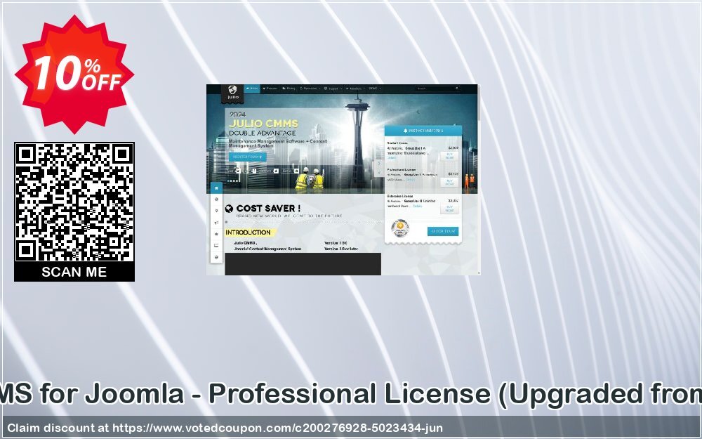 Julio CMMS for Joomla - Professional Plan, Upgraded from Starter  Coupon, discount Julio CMMS for Joomla - Professional License (Upgraded from Starter) Awful promo code 2024. Promotion: Awful promo code of Julio CMMS for Joomla - Professional License (Upgraded from Starter) 2024