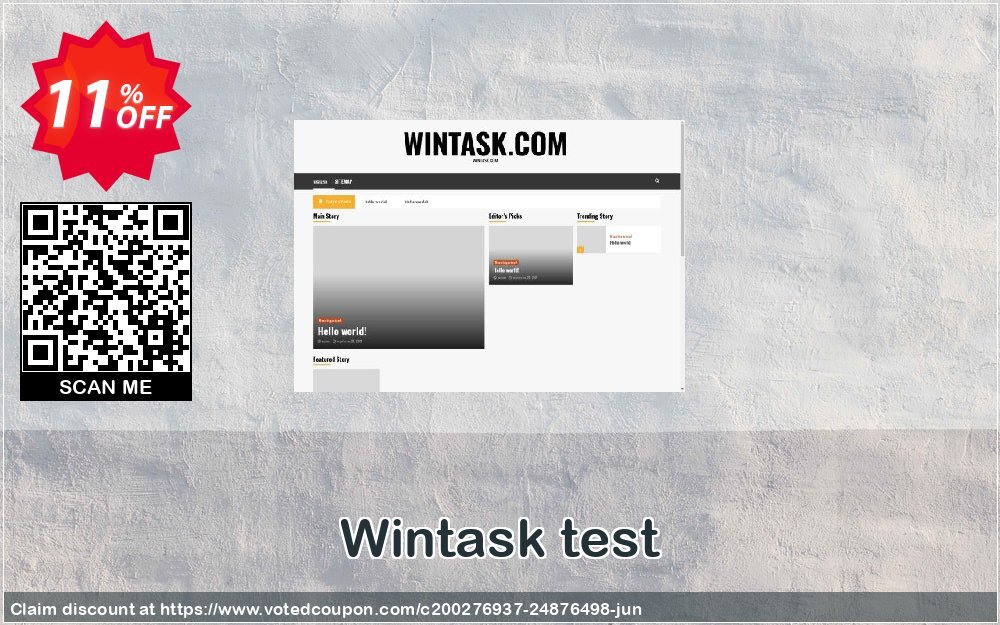 Wintask test Coupon, discount Wintask test Stirring discount code 2024. Promotion: Stirring discount code of Wintask test 2024
