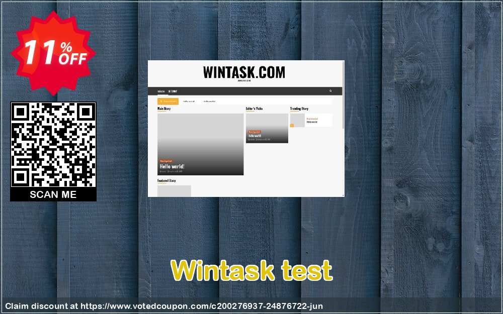 Wintask test Coupon, discount Wintask test Awesome discount code 2024. Promotion: Awesome discount code of Wintask test 2024