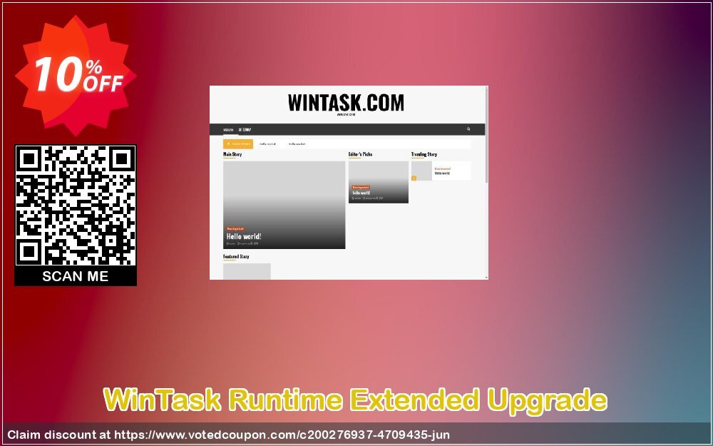 WinTask Runtime Extended Upgrade Coupon, discount Runtime Extended Upgrade Dreaded discount code 2024. Promotion: Dreaded discount code of Runtime Extended Upgrade 2024