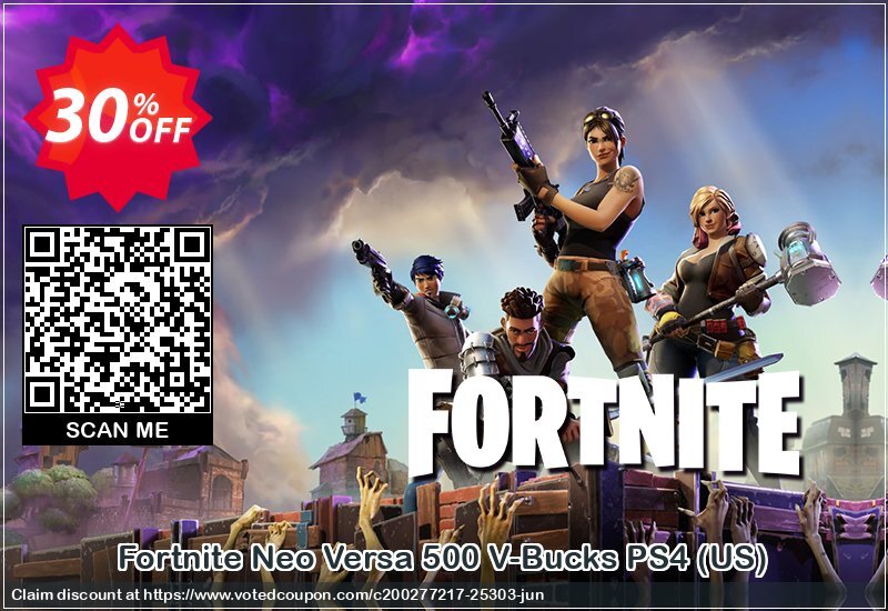 Fortnite Neo Versa 500 V-Bucks PS4, US  Coupon, discount Fortnite Neo Versa 500 V-Bucks PS4 (US) Deal. Promotion: Fortnite Neo Versa 500 V-Bucks PS4 (US) Exclusive offer 