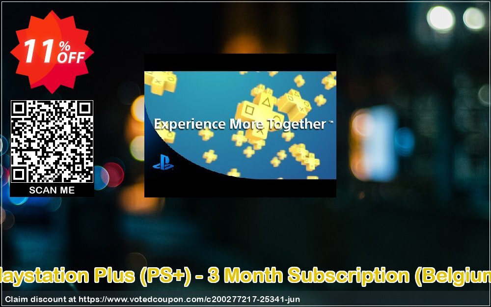 PS Plus, PS+ - 3 Month Subscription, Belgium  Coupon, discount Playstation Plus (PS+) - 3 Month Subscription (Belgium) Deal. Promotion: Playstation Plus (PS+) - 3 Month Subscription (Belgium) Exclusive offer 