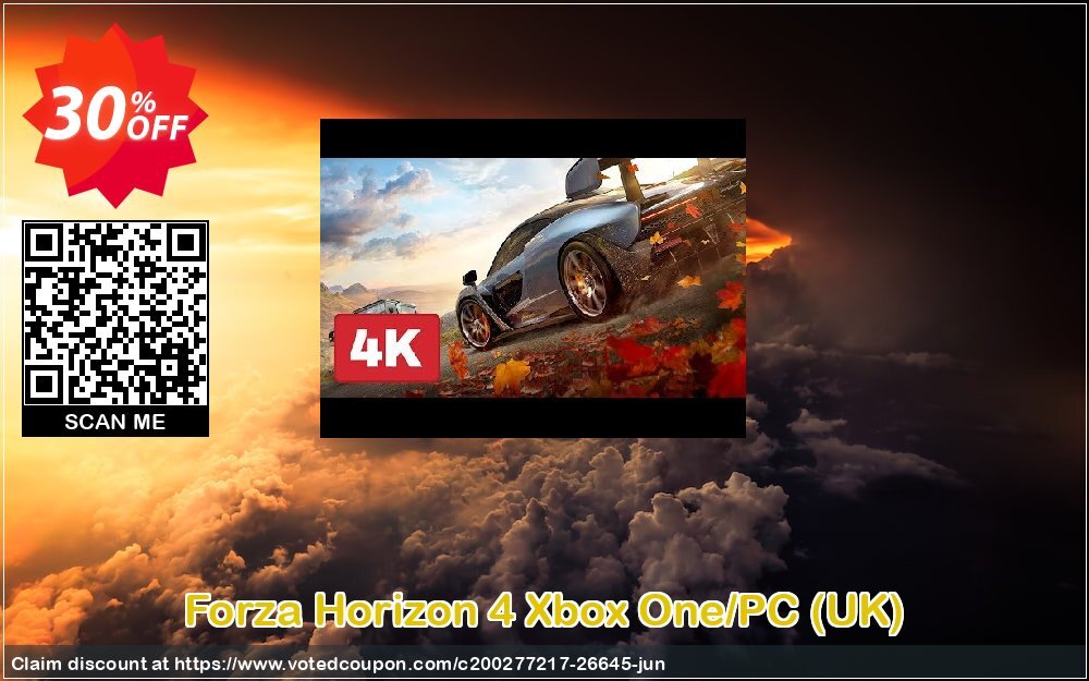 Forza Horizon 4 Xbox One/PC, UK  Coupon, discount Forza Horizon 4 Xbox One/PC (UK) Deal. Promotion: Forza Horizon 4 Xbox One/PC (UK) Exclusive Easter Sale offer 