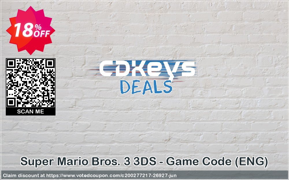 Super Mario Bros. 3 3DS - Game Code, ENG  Coupon, discount Super Mario Bros. 3 3DS - Game Code (ENG) Deal. Promotion: Super Mario Bros. 3 3DS - Game Code (ENG) Exclusive Easter Sale offer 