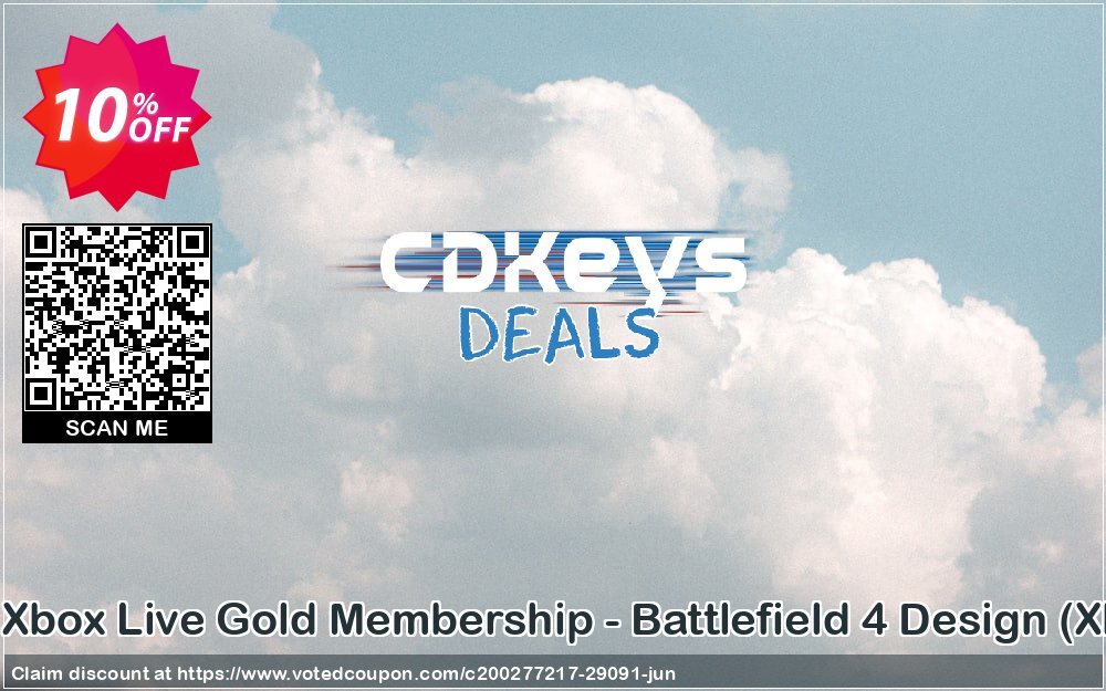 12 + Monthly Xbox Live Gold Membership - Battlefield 4 Design, Xbox One/360 