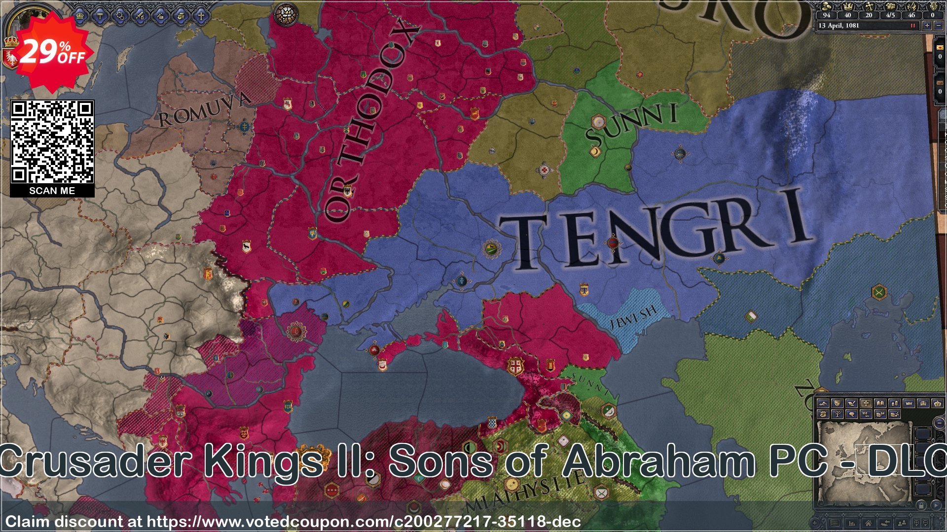 Crusader Kings II: Sons of Abraham PC - DLC Coupon Code Oct 2024, 29% OFF - VotedCoupon