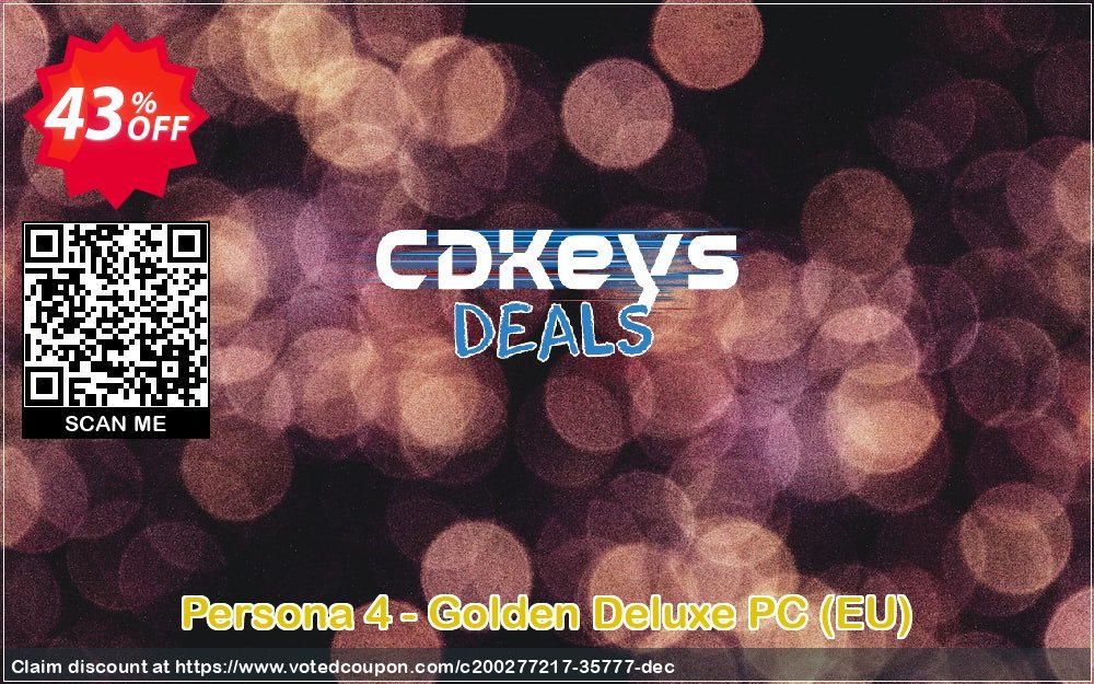 Persona 4 - Golden Deluxe PC, EU  Coupon, discount Persona 4 - Golden Deluxe PC (EU) Deal 2024 CDkeys. Promotion: Persona 4 - Golden Deluxe PC (EU) Exclusive Sale offer 