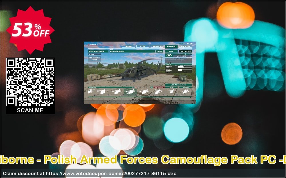 Heliborne - Polish Armed Forces Camouflage Pack PC -DLC Coupon, discount Heliborne - Polish Armed Forces Camouflage Pack PC -DLC Deal 2024 CDkeys. Promotion: Heliborne - Polish Armed Forces Camouflage Pack PC -DLC Exclusive Sale offer 