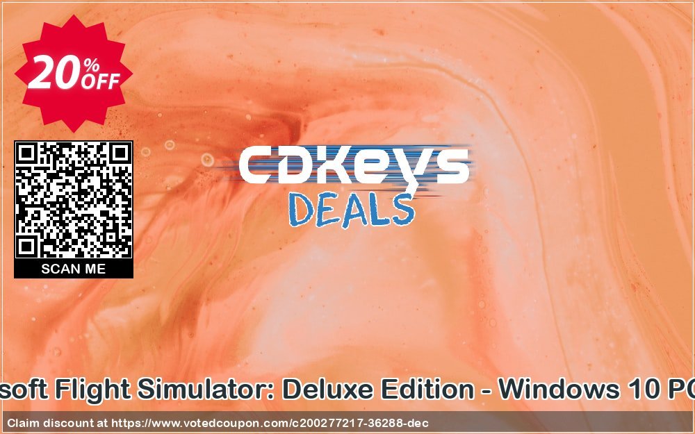 Microsoft Flight Simulator: Deluxe Edition - WINDOWS 10 PC, UK  Coupon, discount Microsoft Flight Simulator: Deluxe Edition - Windows 10 PC (UK) Deal 2025 CDkeys. Promotion: Microsoft Flight Simulator: Deluxe Edition - Windows 10 PC (UK) Exclusive Sale offer 