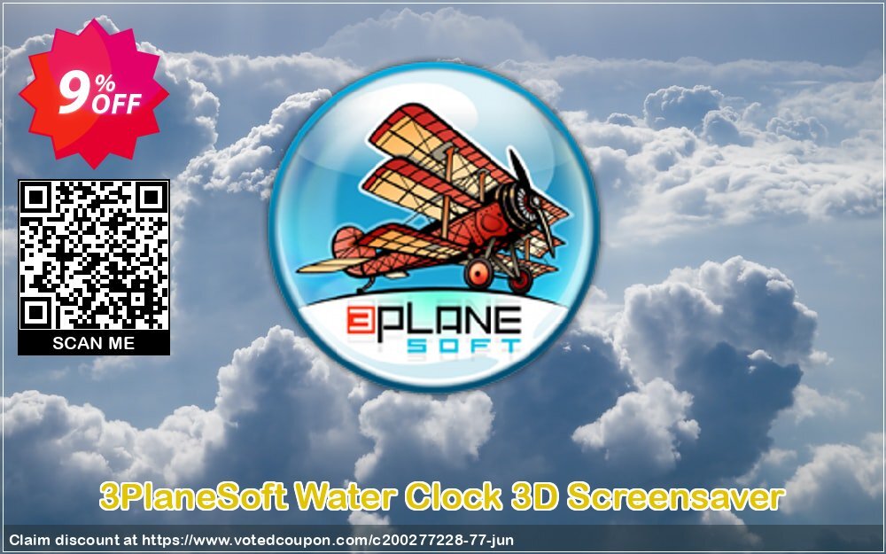 3PlaneSoft Water Clock 3D Screensaver