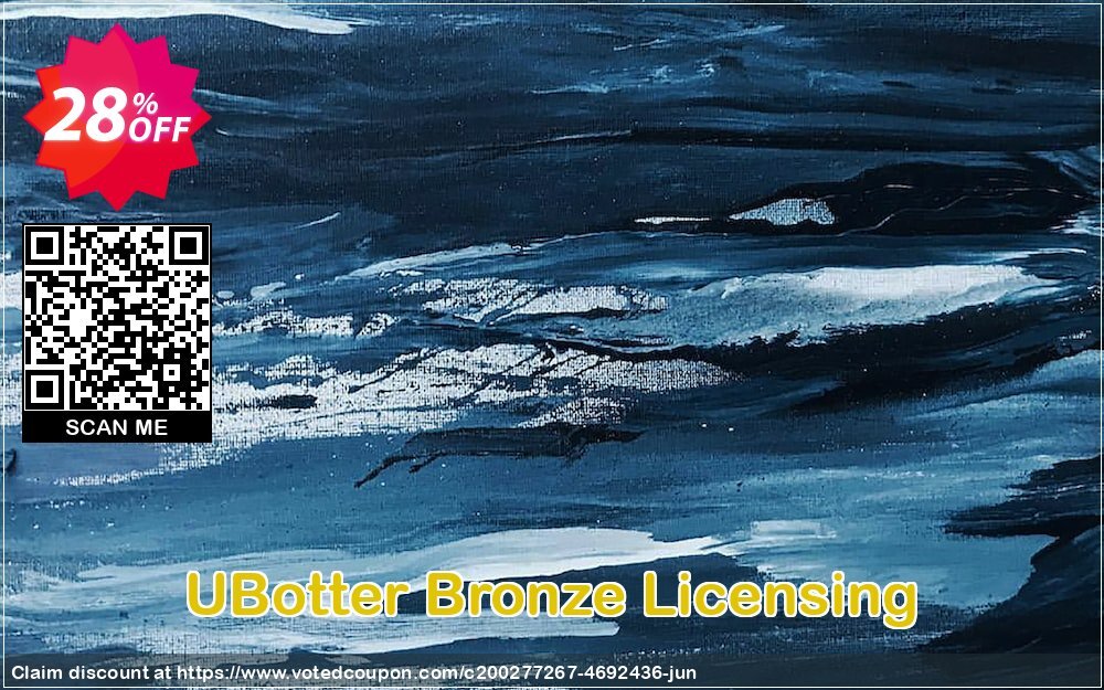 UBotter Bronze Licensing Coupon, discount UBotter Bronze Licensing Wonderful sales code 2024. Promotion: Wonderful sales code of UBotter Bronze Licensing 2024