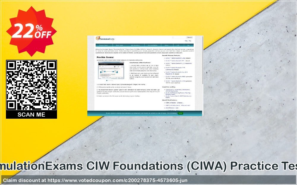 SimulationExams CIW Foundations, CIWA Practice Tests Coupon, discount SE: CIW Foundations (CIWA) Practice Tests Awful discounts code 2024. Promotion: Awful discounts code of SE: CIW Foundations (CIWA) Practice Tests 2024
