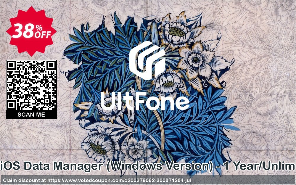 UltFone iOS Data Manager, WINDOWS Version - Yearly/Unlimited PCs voted-on promotion codes