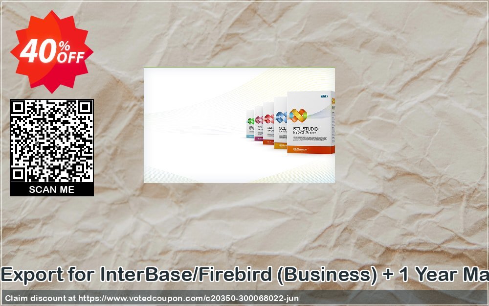 EMS Data Export for InterBase/Firebird, Business + Yearly Maintenance Coupon, discount Coupon code EMS Data Export for InterBase/Firebird (Business) + 1 Year Maintenance. Promotion: EMS Data Export for InterBase/Firebird (Business) + 1 Year Maintenance Exclusive offer 