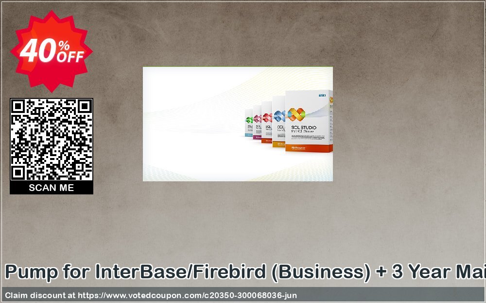 EMS Data Pump for InterBase/Firebird, Business + 3 Year Maintenance Coupon, discount Coupon code EMS Data Pump for InterBase/Firebird (Business) + 3 Year Maintenance. Promotion: EMS Data Pump for InterBase/Firebird (Business) + 3 Year Maintenance Exclusive offer 