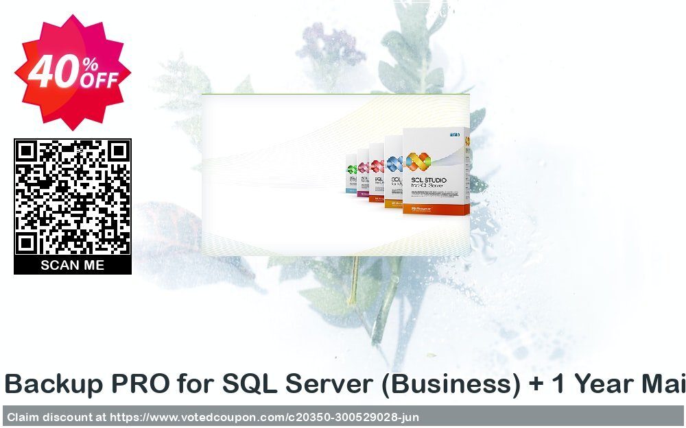 EMS SQL Backup PRO for SQL Server, Business + Yearly Maintenance Coupon, discount Coupon code EMS SQL Backup PRO for SQL Server (Business) + 1 Year Maintenance. Promotion: EMS SQL Backup PRO for SQL Server (Business) + 1 Year Maintenance Exclusive offer 