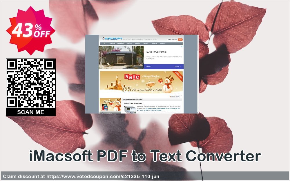 iMACsoft PDF to Text Converter Coupon, discount iMacsoft Software Studio (21335). Promotion: 