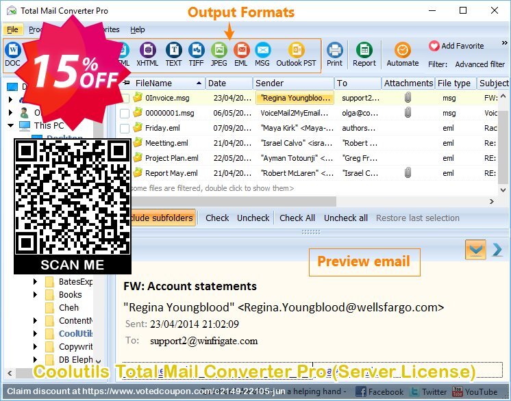 Coolutils Total Mail Converter Pro, Server Plan  Coupon, discount 15% OFF Coolutils Total Mail Converter Pro (Server License), verified. Promotion: Dreaded discounts code of Coolutils Total Mail Converter Pro (Server License), tested & approved