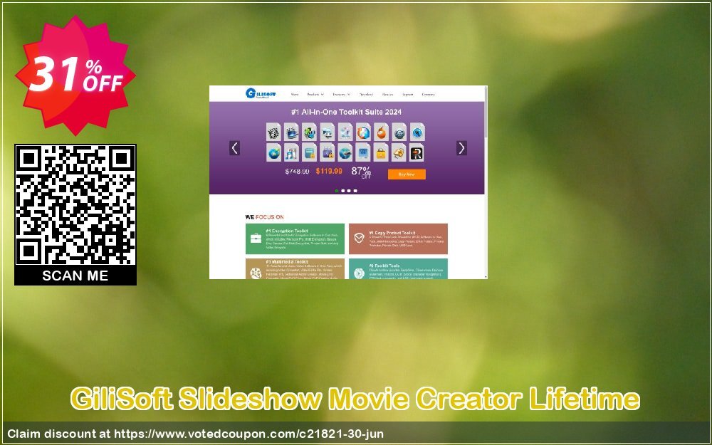 GiliSoft Slideshow Movie Creator Lifetime Coupon, discount Slideshow Movie Creator - 1 PC / Liftetime free update special sales code 2024. Promotion: 