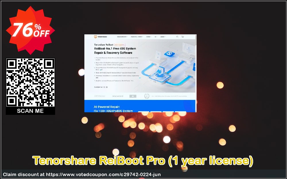 Tenorshare ReiBoot Pro, Yearly Plan  Coupon Code Jun 2024, 76% OFF - VotedCoupon