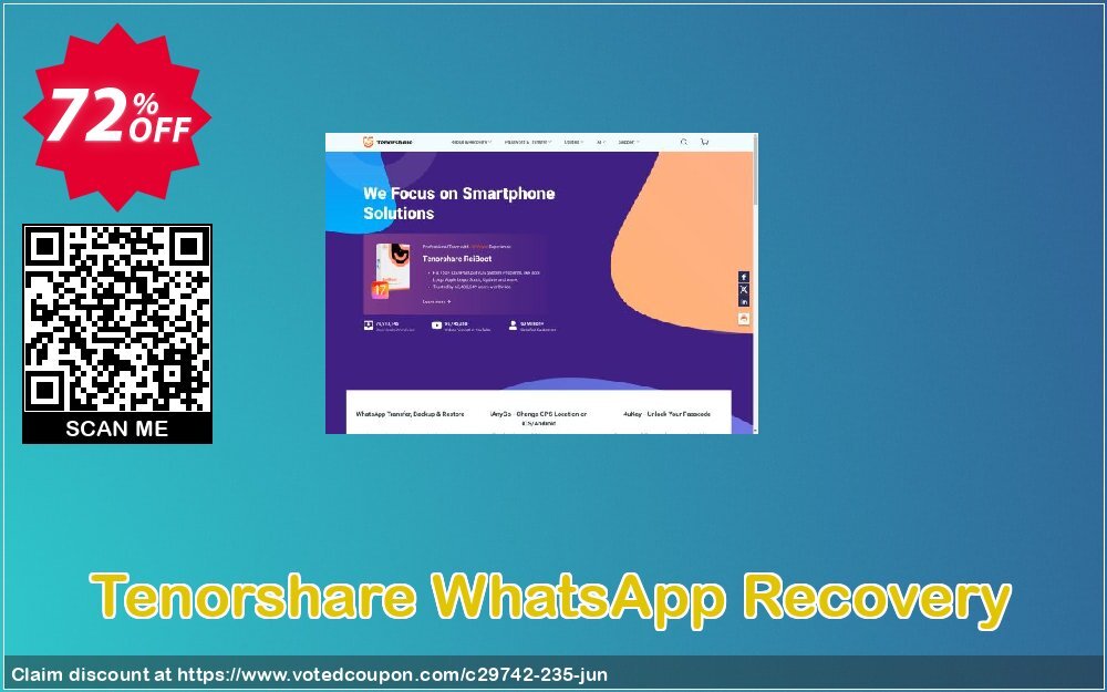 Tenorshare WhatsApp Recovery Coupon, discount 10% Tenorshare 29742. Promotion: 