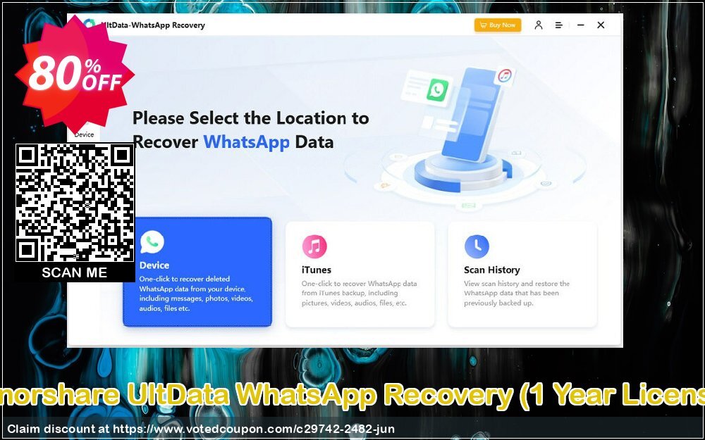 Tenorshare UltData WhatsApp Recovery, Yearly Plan  Coupon, discount 80% OFF Tenorshare UltData WhatsApp Recovery (1 Year License), verified. Promotion: Stunning promo code of Tenorshare UltData WhatsApp Recovery (1 Year License), tested & approved