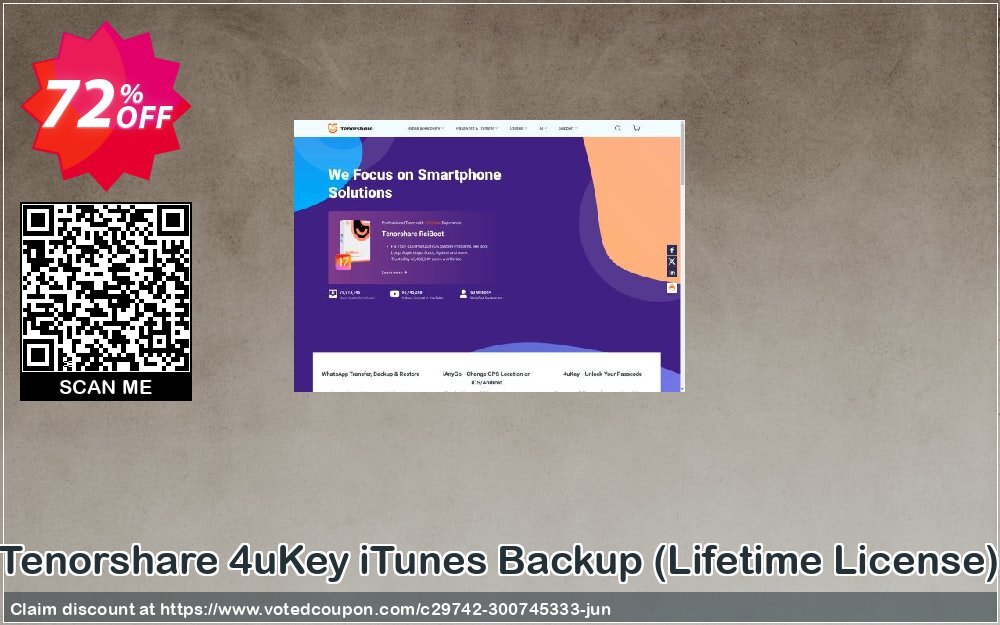 Tenorshare 4uKey iTunes Backup, Lifetime Plan  Coupon Code Jun 2024, 72% OFF - VotedCoupon