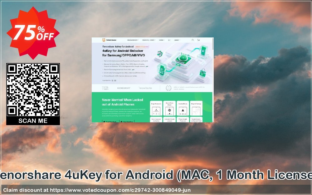 Tenorshare 4uKey for Android, MAC, Monthly Plan  Coupon, discount discount. Promotion: coupon code