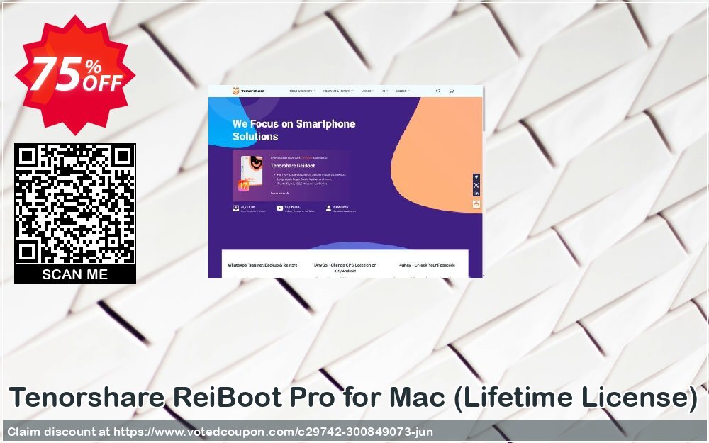 Tenorshare ReiBoot Pro for MAC, Lifetime Plan  Coupon, discount discount. Promotion: coupon code