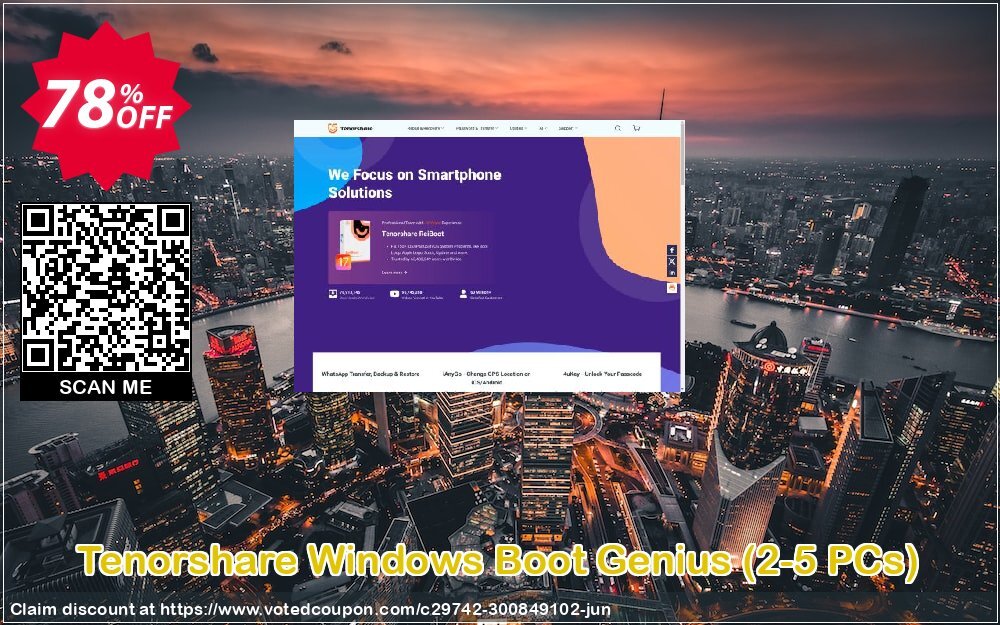 Tenorshare WINDOWS Boot Genius, 2-5 PCs  Coupon, discount Promotion code. Promotion: Offer discount