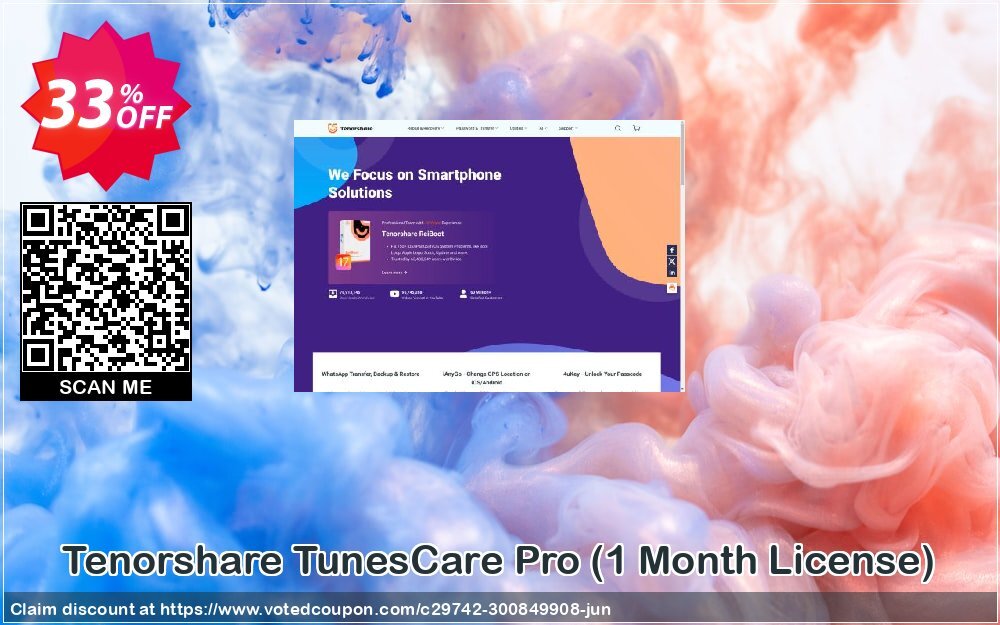 Tenorshare TunesCare Pro, Monthly Plan  Coupon, discount discount. Promotion: coupon code
