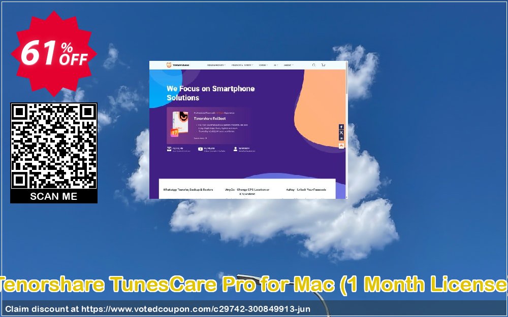 Tenorshare TunesCare Pro for MAC, Monthly Plan  Coupon, discount discount. Promotion: coupon code
