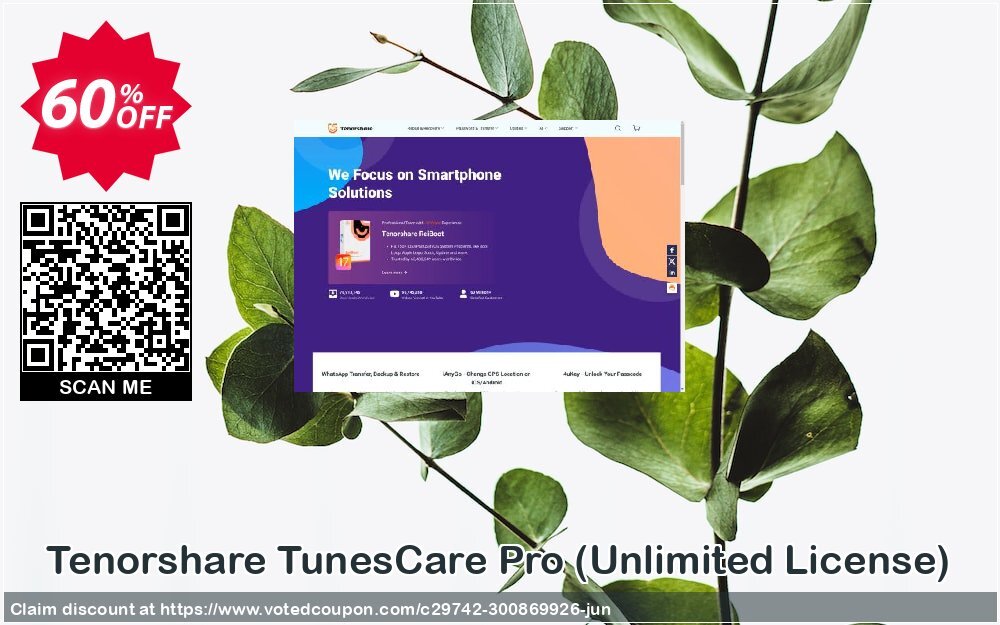 Tenorshare TunesCare Pro, Unlimited Plan  Coupon, discount discount. Promotion: coupon code
