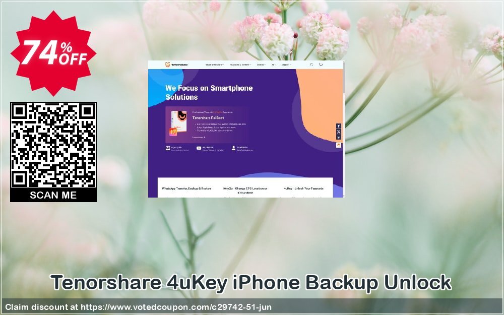 Tenorshare 4uKey iPhone Backup Unlock Coupon, discount 10% Tenorshare 29742. Promotion: 