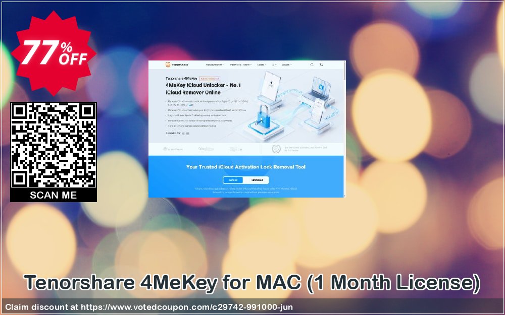 Tenorshare 4MeKey for MAC, Monthly Plan  Coupon, discount 77% OFF Tenorshare 4MeKey for MAC (1 Month License), verified. Promotion: Stunning promo code of Tenorshare 4MeKey for MAC (1 Month License), tested & approved
