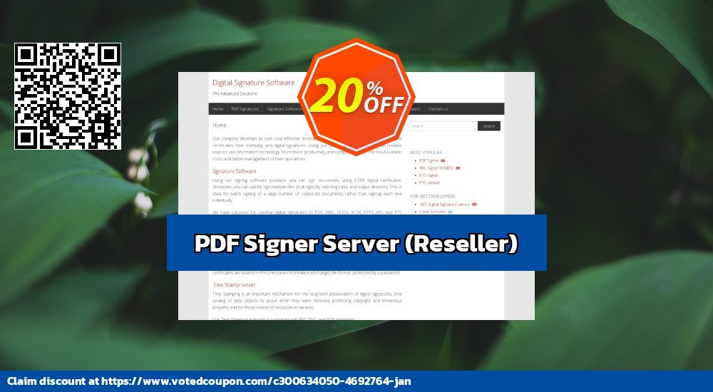 PDF Signer Server, Reseller  Coupon, discount PDF Signer Server (Reseller) Stirring discounts code 2024. Promotion: Stirring discounts code of PDF Signer Server (Reseller) 2024
