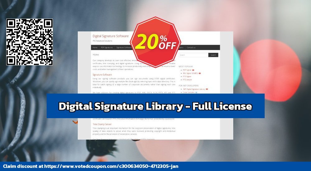 Digital Signature Library - Full Plan Coupon, discount Digital Signature Library - Full License Hottest offer code 2024. Promotion: Hottest offer code of Digital Signature Library - Full License 2024