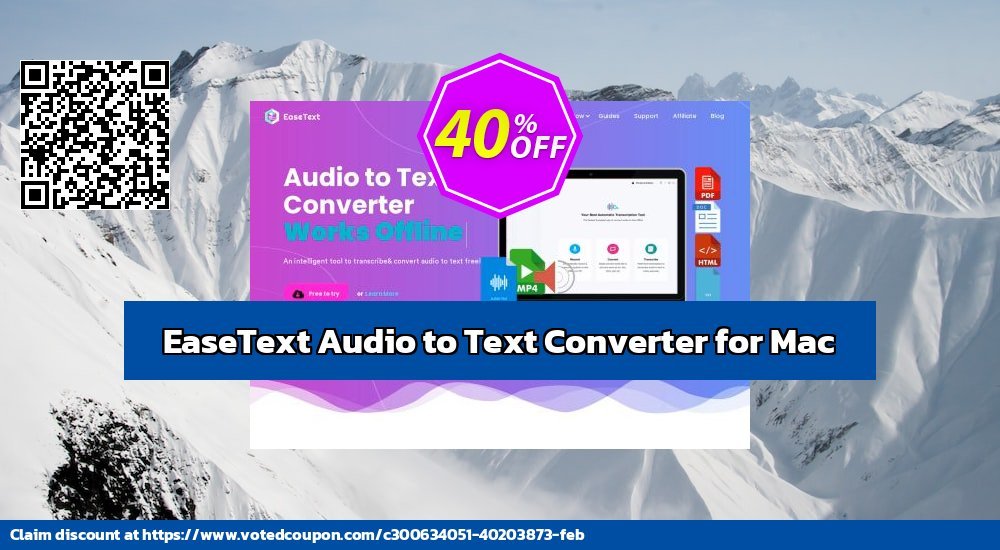EaseText Audio to Text Converter for MAC Coupon Code Jun 2024, 40% OFF - VotedCoupon