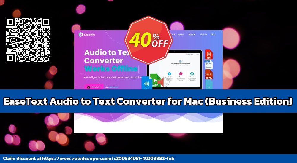 EaseText Audio to Text Converter for MAC, Business Edition 