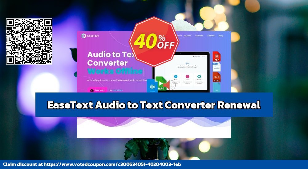 EaseText Audio to Text Converter Renewal Coupon Code Jun 2024, 40% OFF - VotedCoupon